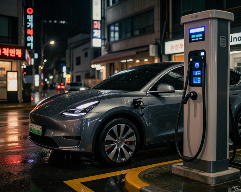 Tesla charging in Seoul