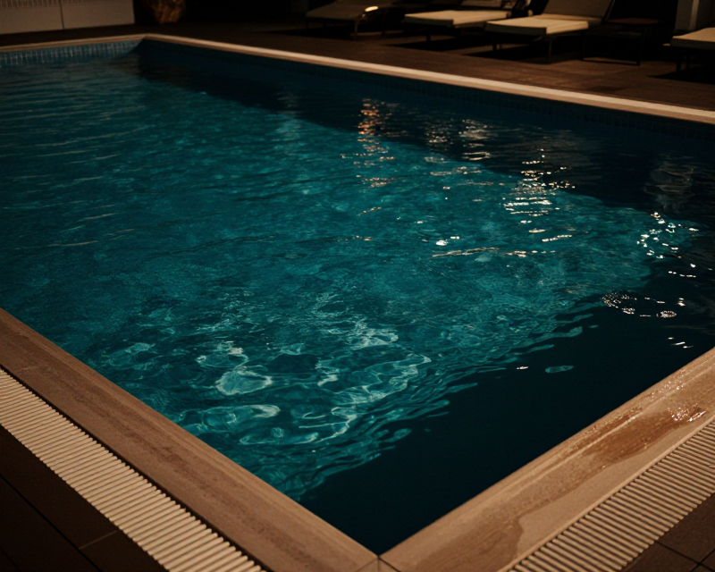 Empty Swimming Pool at Night