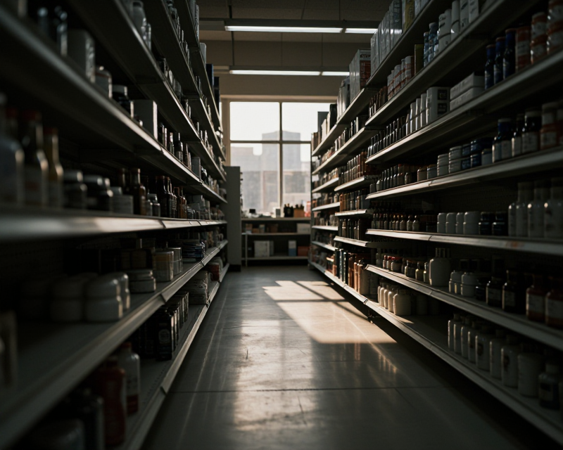 Empty Discount Store Aisle