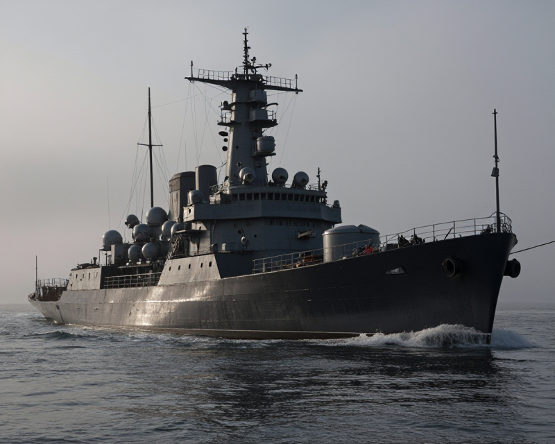 Russian Warship in the Mist