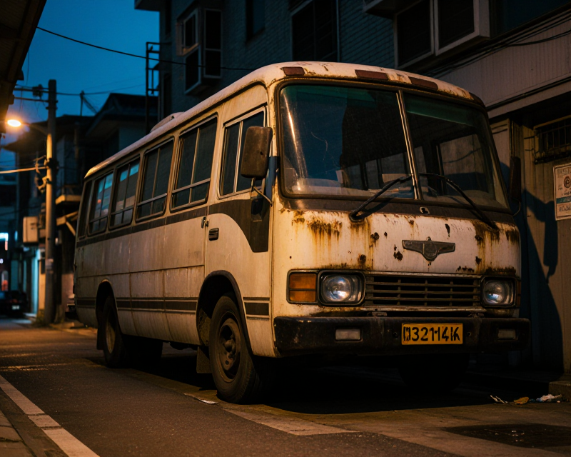 Abandoned Bus in Urban Alley