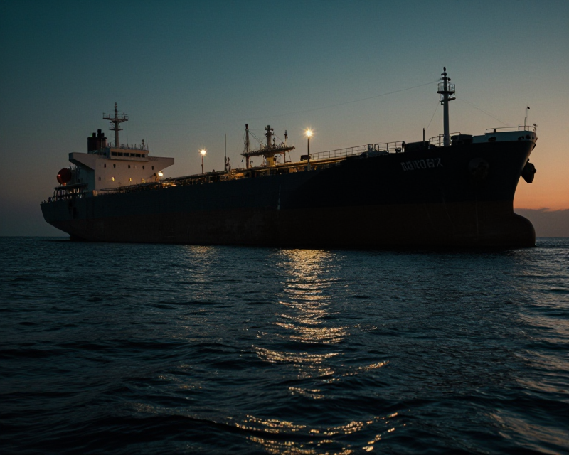 Oil Tanker in Red Sea at Twilight